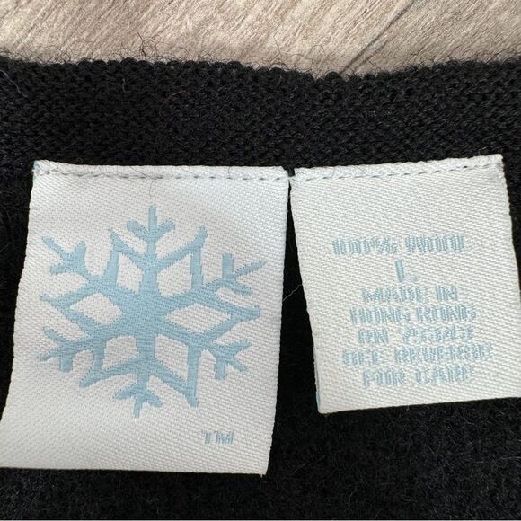 Frost Hand Knit Iced Tree Branches Beaded Wool Cardigan Sweater Black Large - Picture 9 of 11